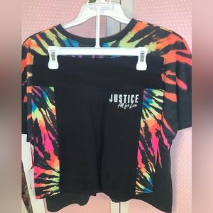 Girls size XL 16/18 -2 piece short sleeve biker short set! Bright tie dye